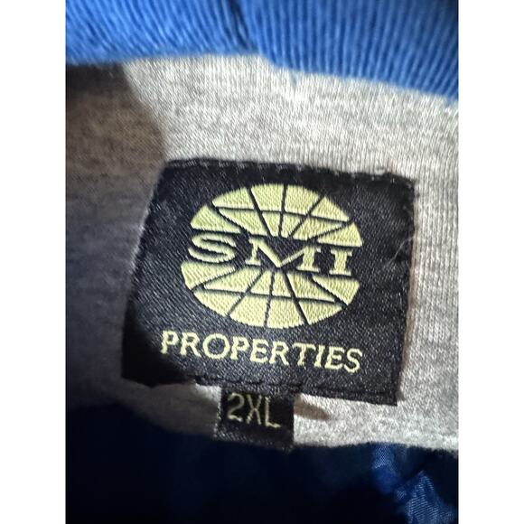 Vintage Lowe’s Motor Speedway Grey Stripe Hoodie Blue puffer lined Jacket 2XL - Picture 6 of 9